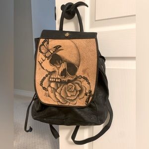 Black Leather Backpack Purse